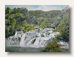 シベニクのクルカ国立公園の滝(クロアチア)